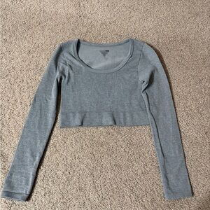 Gray Long Sleeve Crop Top